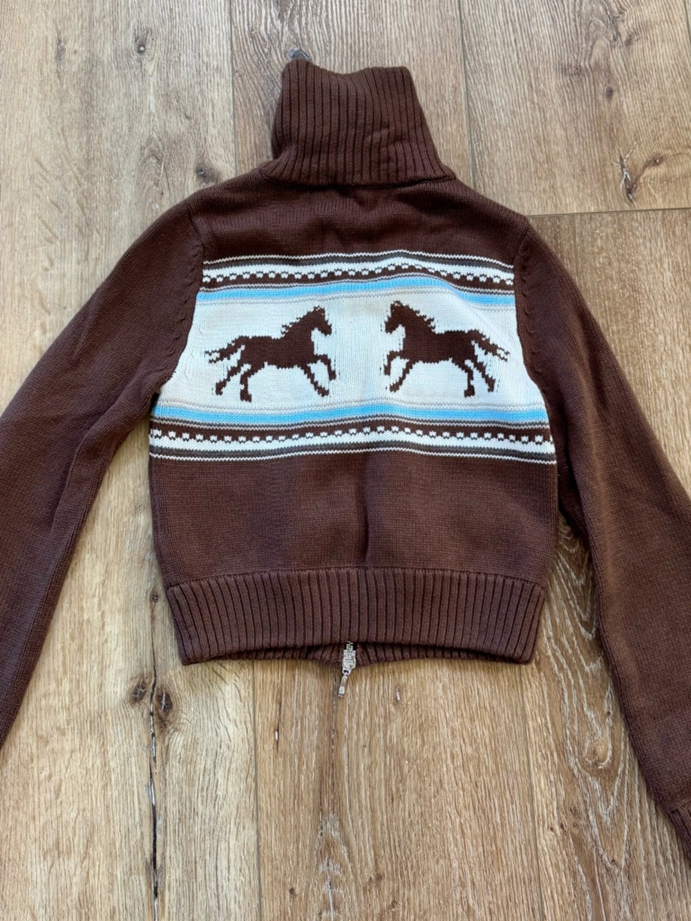 Abercrombie & Fitch Horse western fold over double Zipper Cardigan - Picture 3 of 3